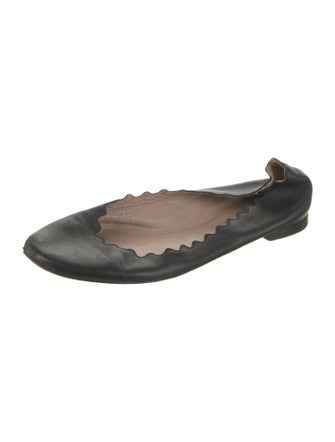 Chloé Leather Scalloped Accent Ballet Flats