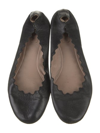 Chloé Leather Scalloped Accent Ballet Flats