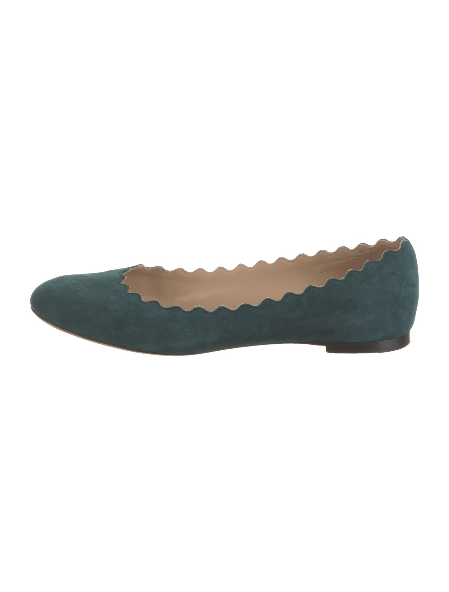Chloé Suede Scalloped Accent Flats
