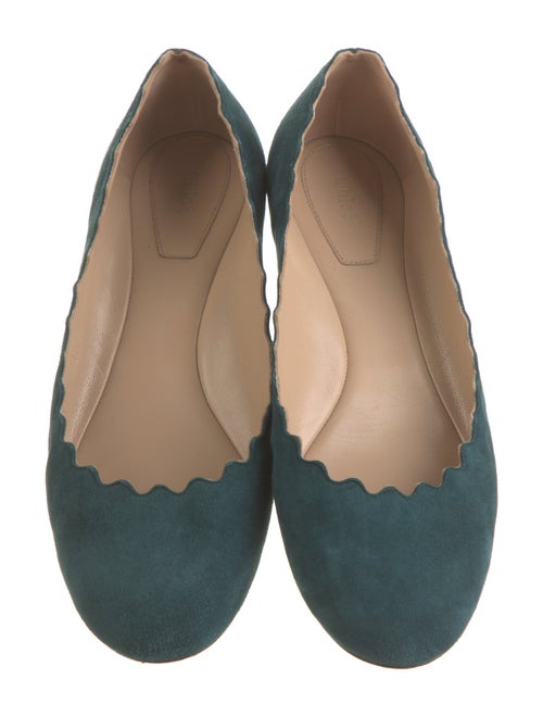 Chloé Suede Scalloped Accent Flats