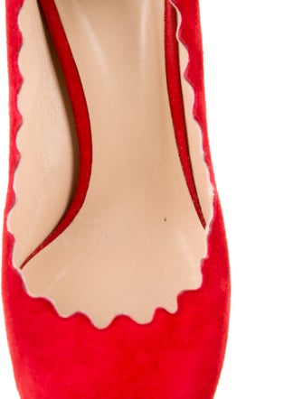 Chloé Suede Scalloped Accent Pumps