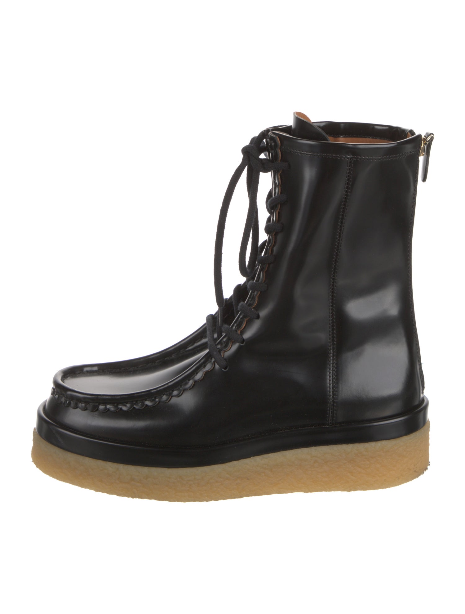 Chloé Leather Colorblock Pattern Combat Boots