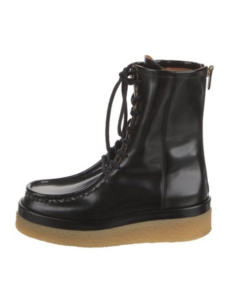Chloé Leather Colorblock Pattern Combat Boots