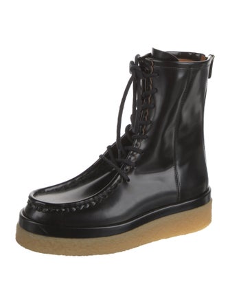Chloé Leather Colorblock Pattern Combat Boots