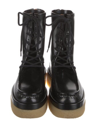 Chloé Leather Colorblock Pattern Combat Boots