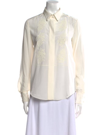 Chloé Silk Long Sleeve Button-Up Top