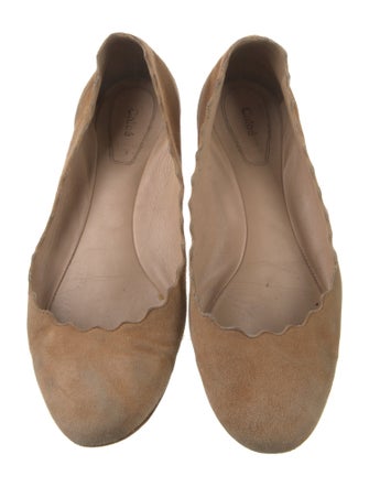 Chloé Suede Scalloped Accent Ballet Flats