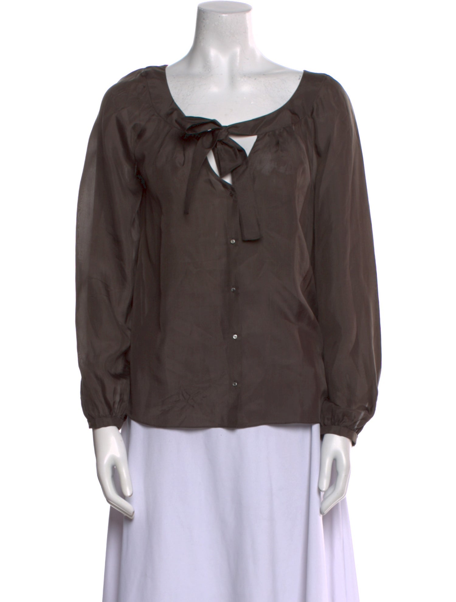 Chloé Silk Scoop Neck Button-Up Top