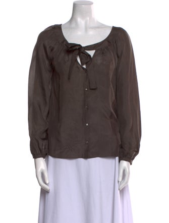 Chloé Silk Scoop Neck Button-Up Top