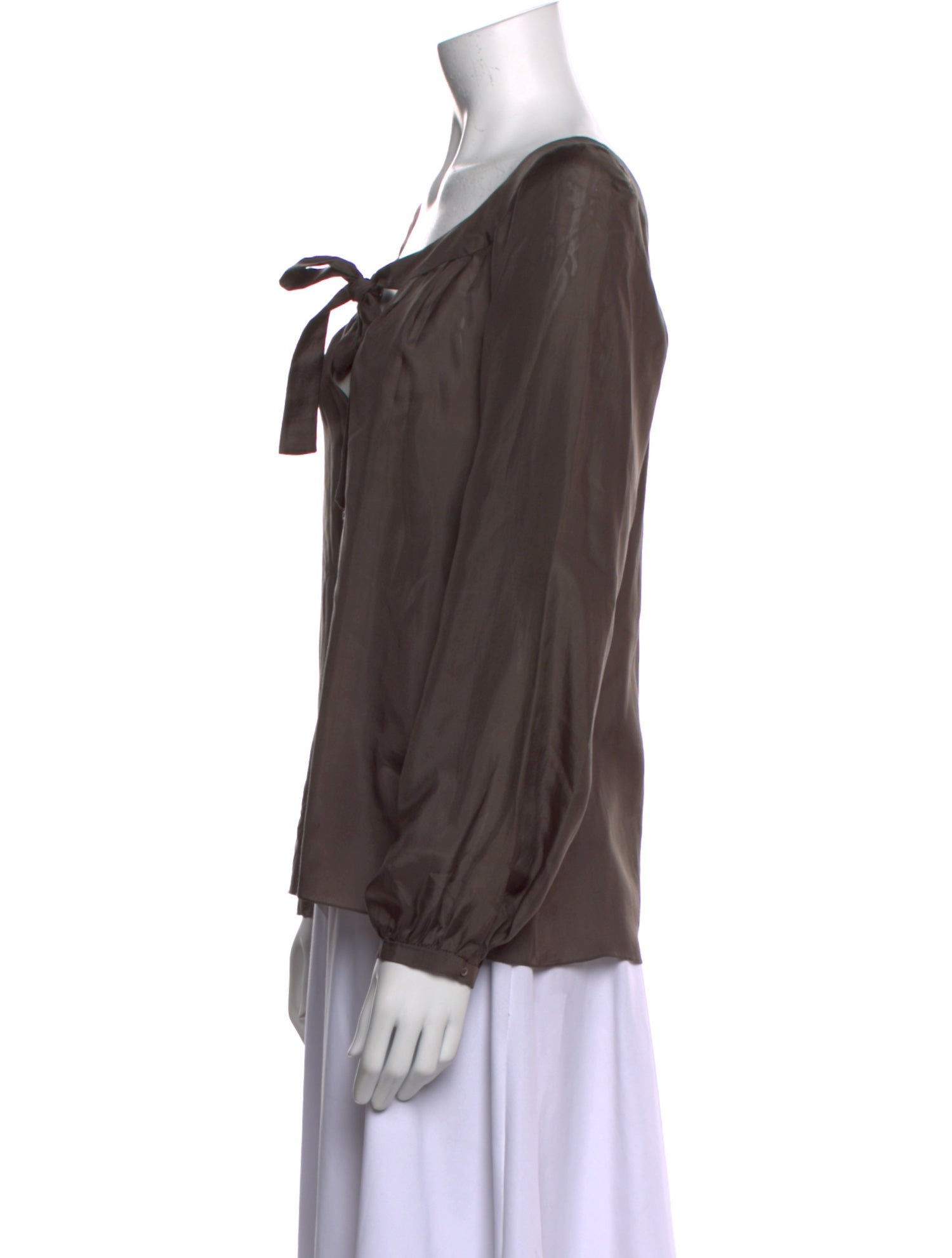 Chloé Silk Scoop Neck Button-Up Top