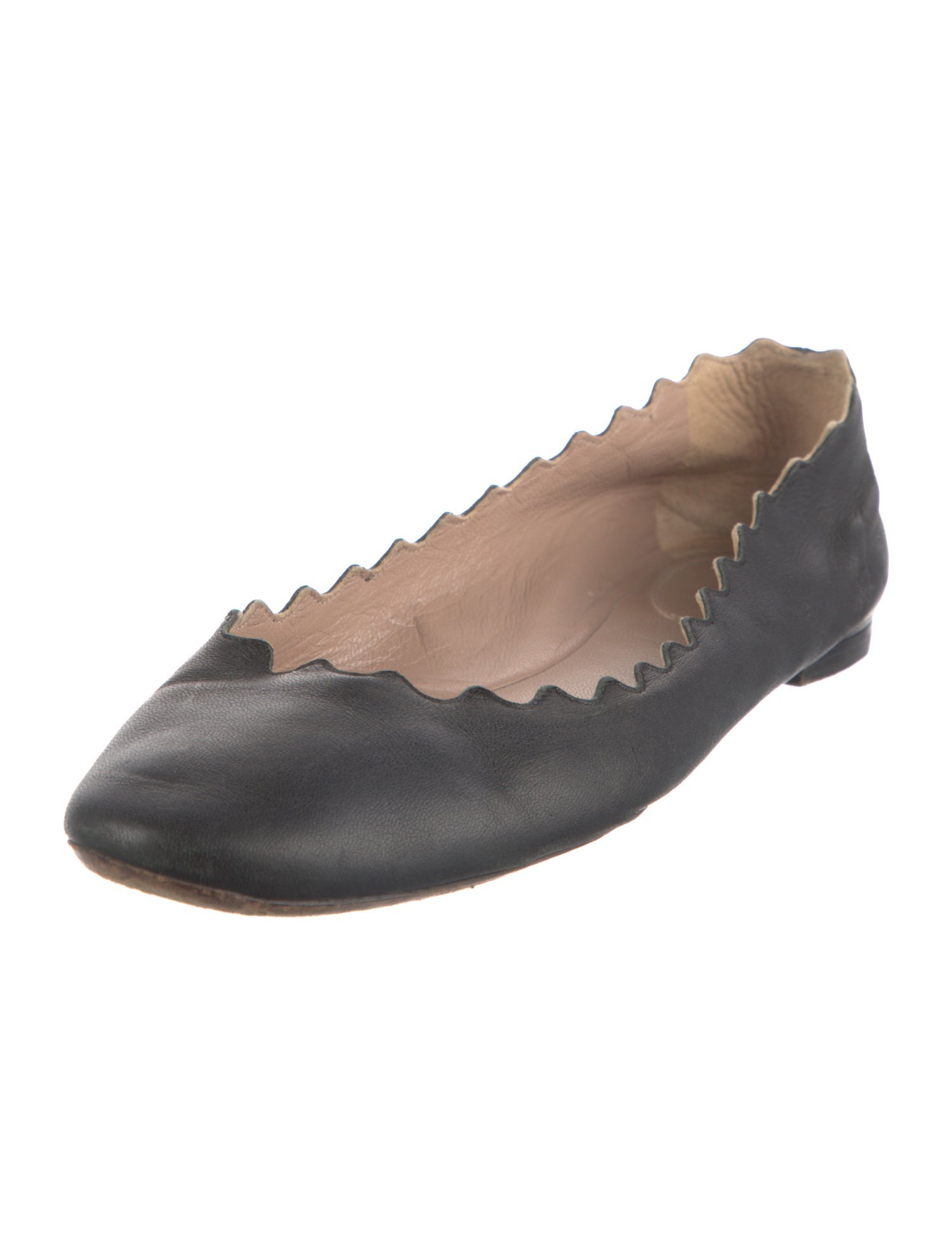 Chloé Leather Scalloped Accent Ballet Flats