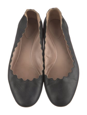 Chloé Leather Scalloped Accent Ballet Flats