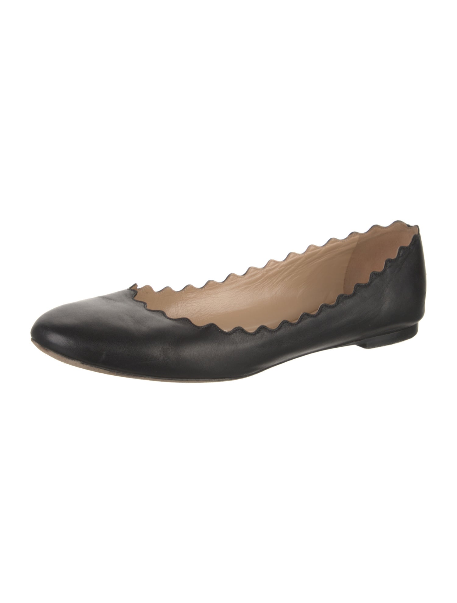 Chloé Leather Scalloped Accent Ballet Flats