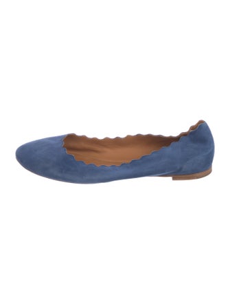 Chloé Suede Scalloped Accent Ballet Flats