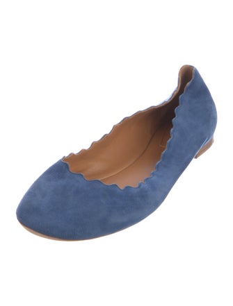 Chloé Suede Scalloped Accent Ballet Flats