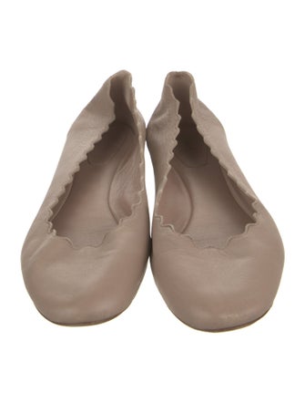 Chloé Leather Scalloped Accent Ballet Flats