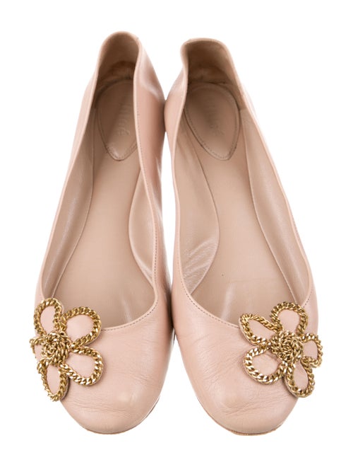 Chloé Leather Chain-Link Accents Flats