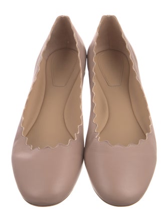Chloé Leather Scalloped Accent Ballet Flats