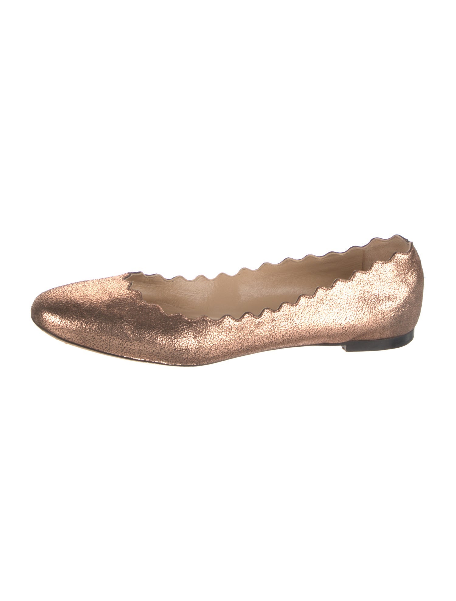 Chloé Leather Scalloped Accent Ballet Flats