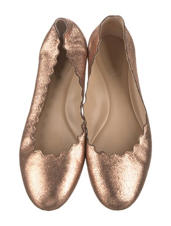 Chloé Leather Scalloped Accent Ballet Flats
