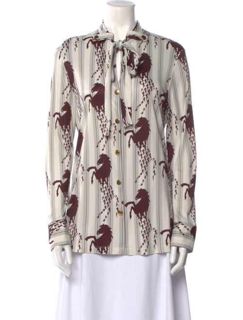 Chloé Printed Mock Neck Button-Up Top
