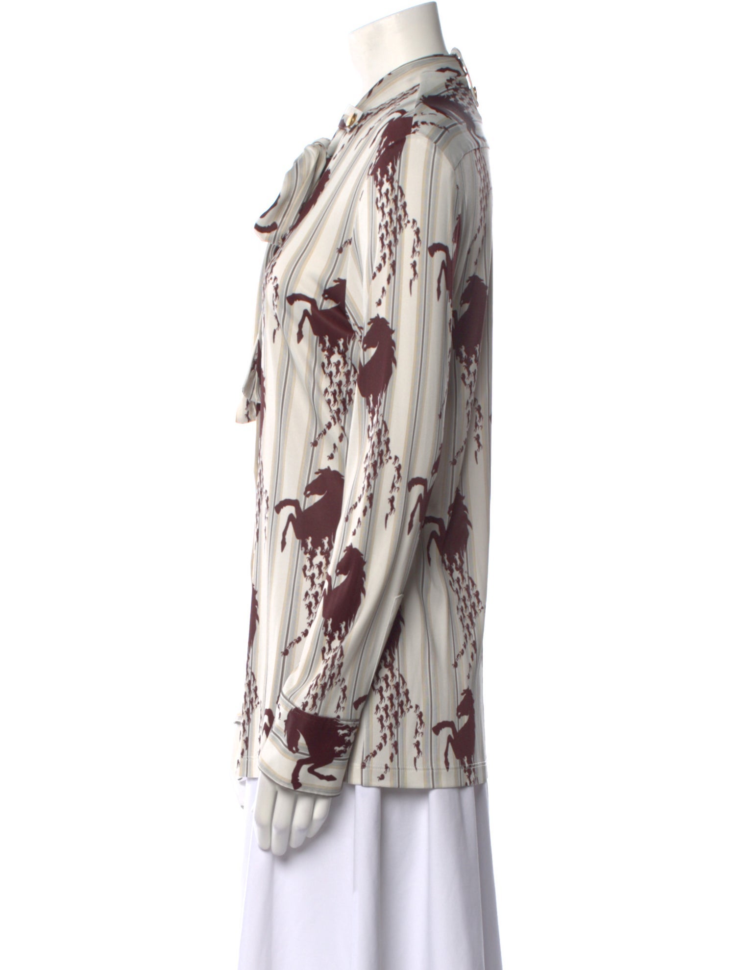 Chloé Printed Mock Neck Button-Up Top