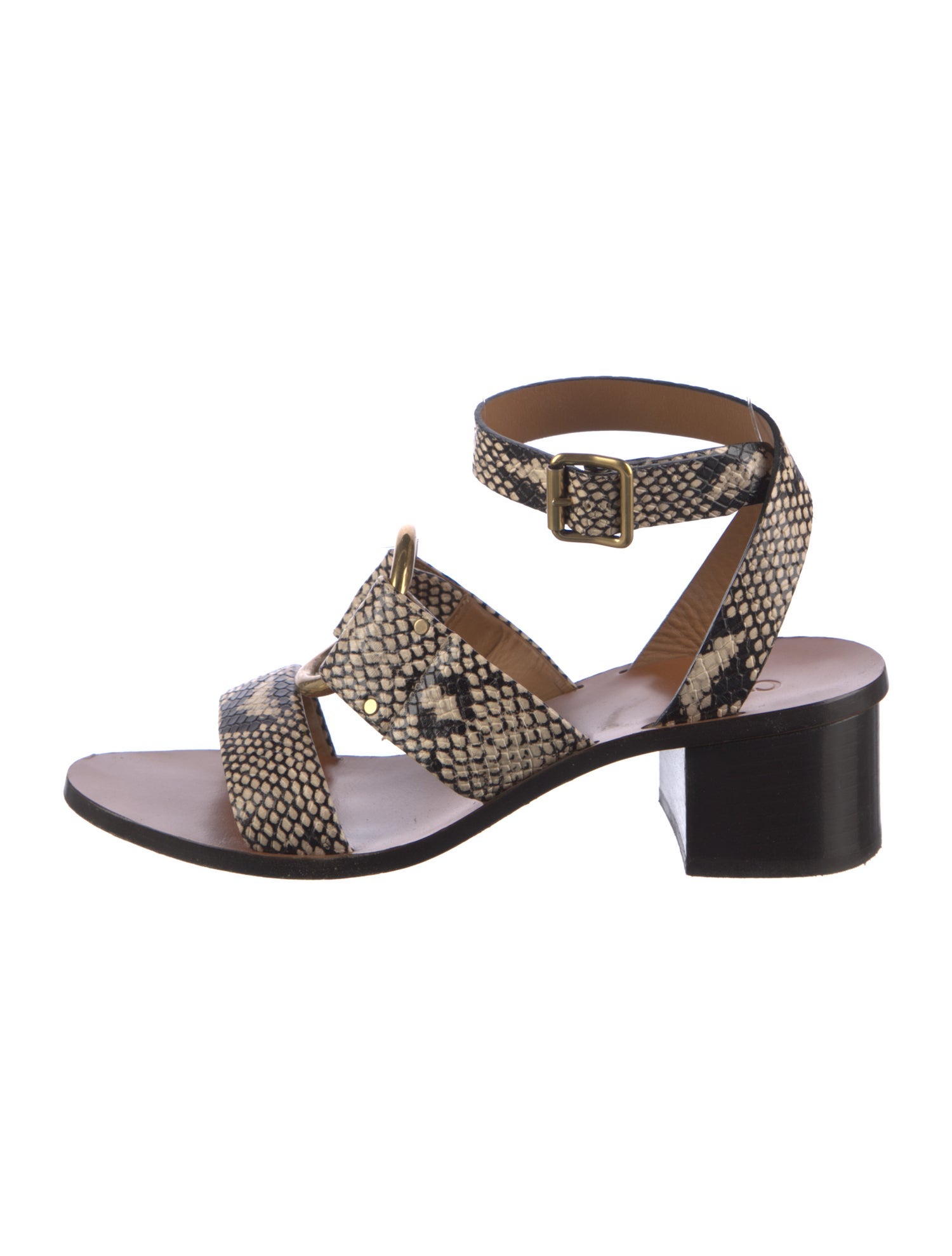Chloé Leather Animal Print Sandals