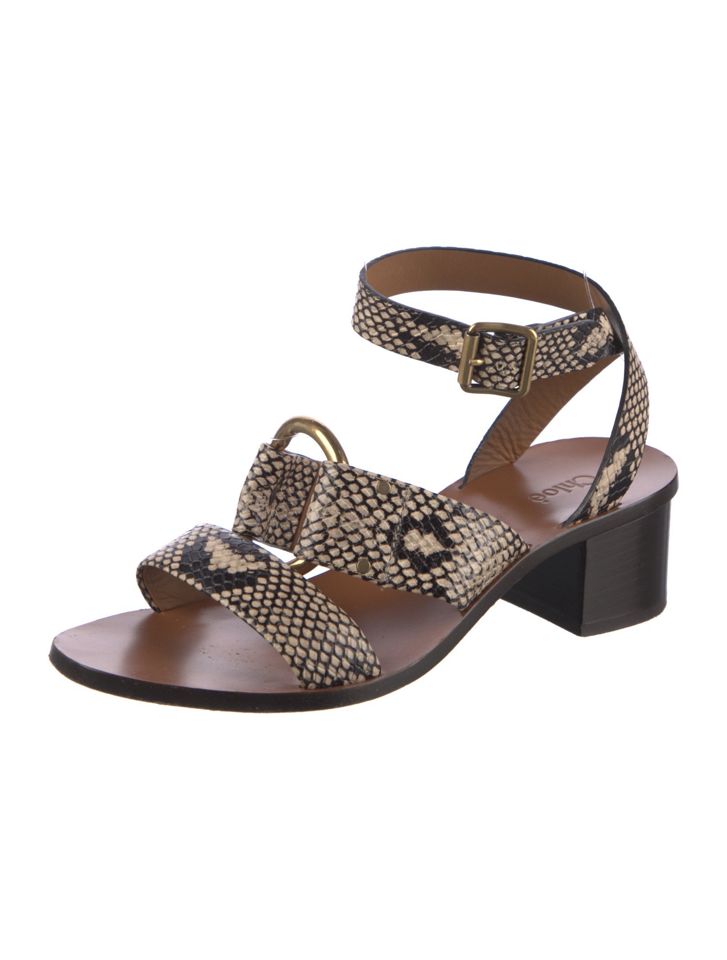 Chloé Leather Animal Print Sandals