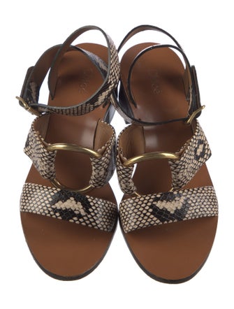 Chloé Leather Animal Print Sandals