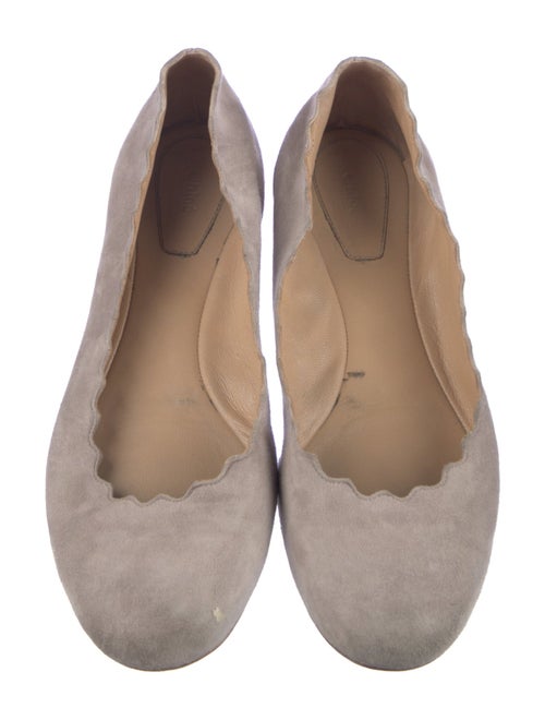 Chloé Suede Scalloped Accent Ballet Flats