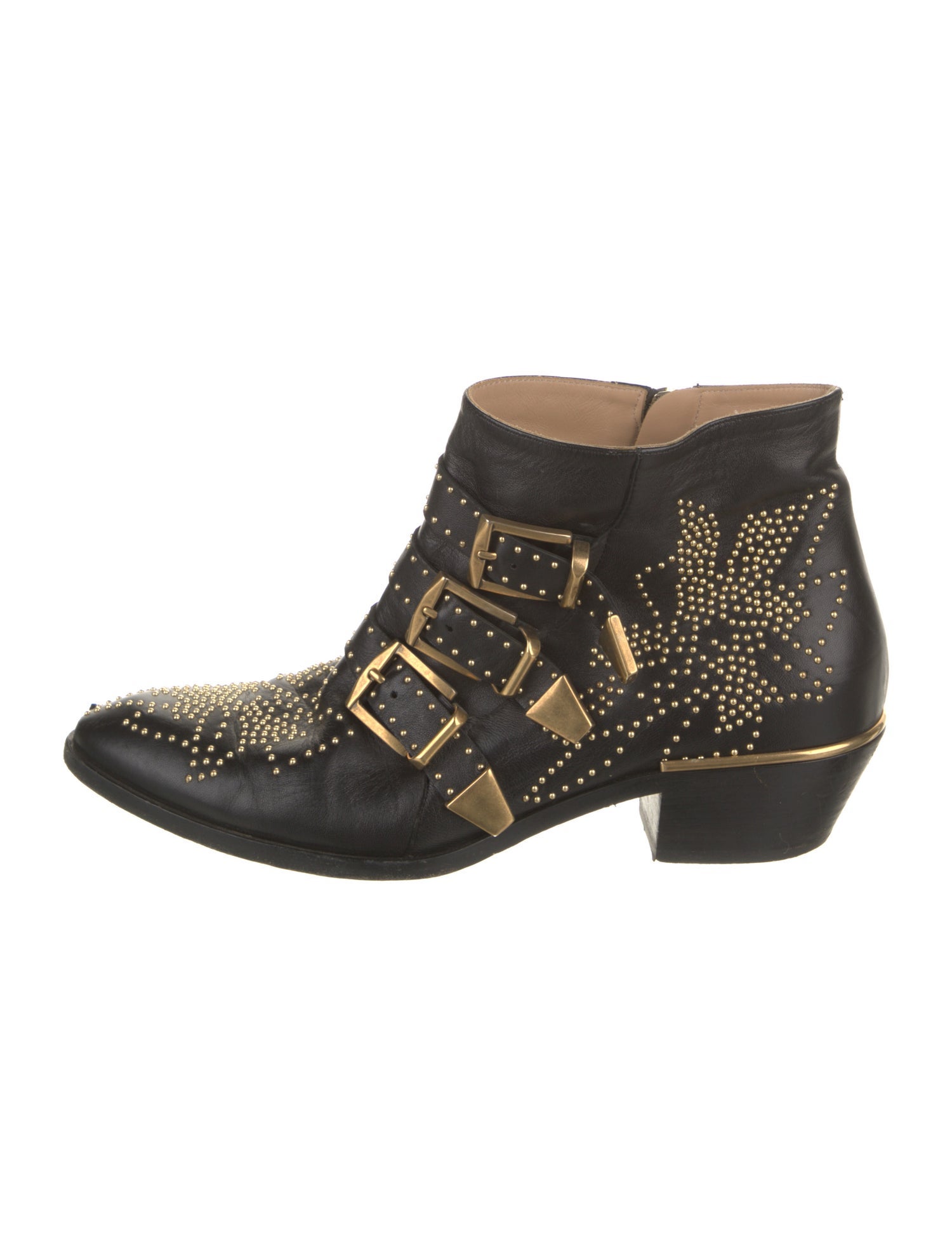 Chloé Leather Studded Accents Western Boots