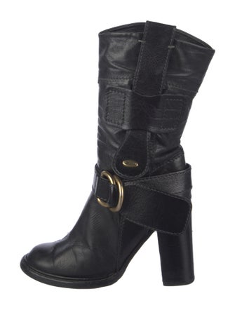 Chloé Leather Leather Trim Embellishment Moto Boots