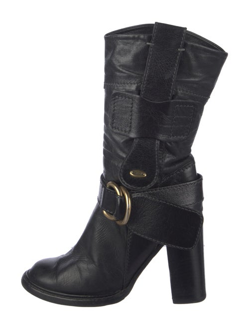 Chloé Leather Leather Trim Embellishment Moto Boots