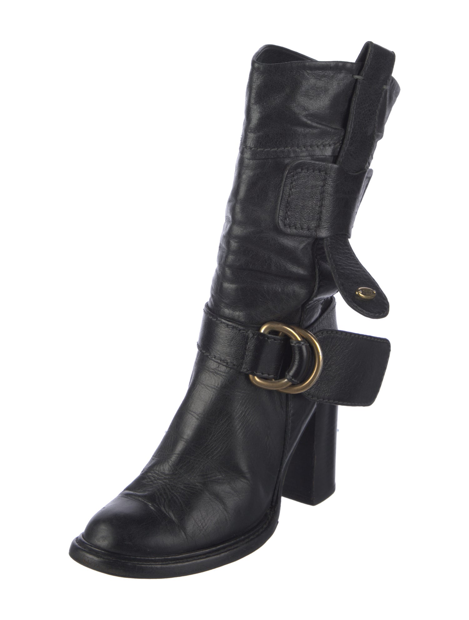 Chloé Leather Leather Trim Embellishment Moto Boots