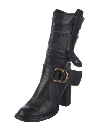 Chloé Leather Leather Trim Embellishment Moto Boots