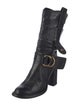 Chloé Leather Leather Trim Embellishment Moto Boots