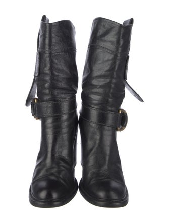 Chloé Leather Leather Trim Embellishment Moto Boots