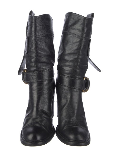 Chloé Leather Leather Trim Embellishment Moto Boots