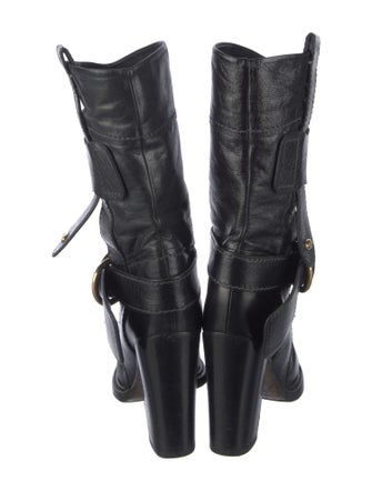 Chloé Leather Leather Trim Embellishment Moto Boots