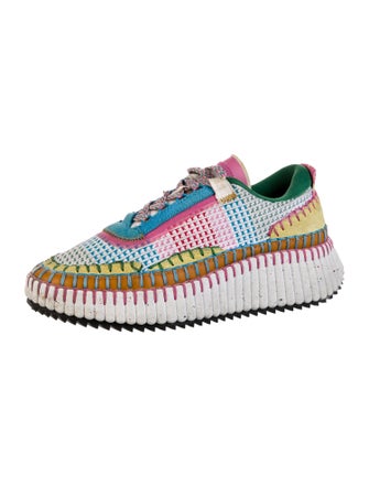 Chloé Plaid Print Whipstitch Trim Sneakers