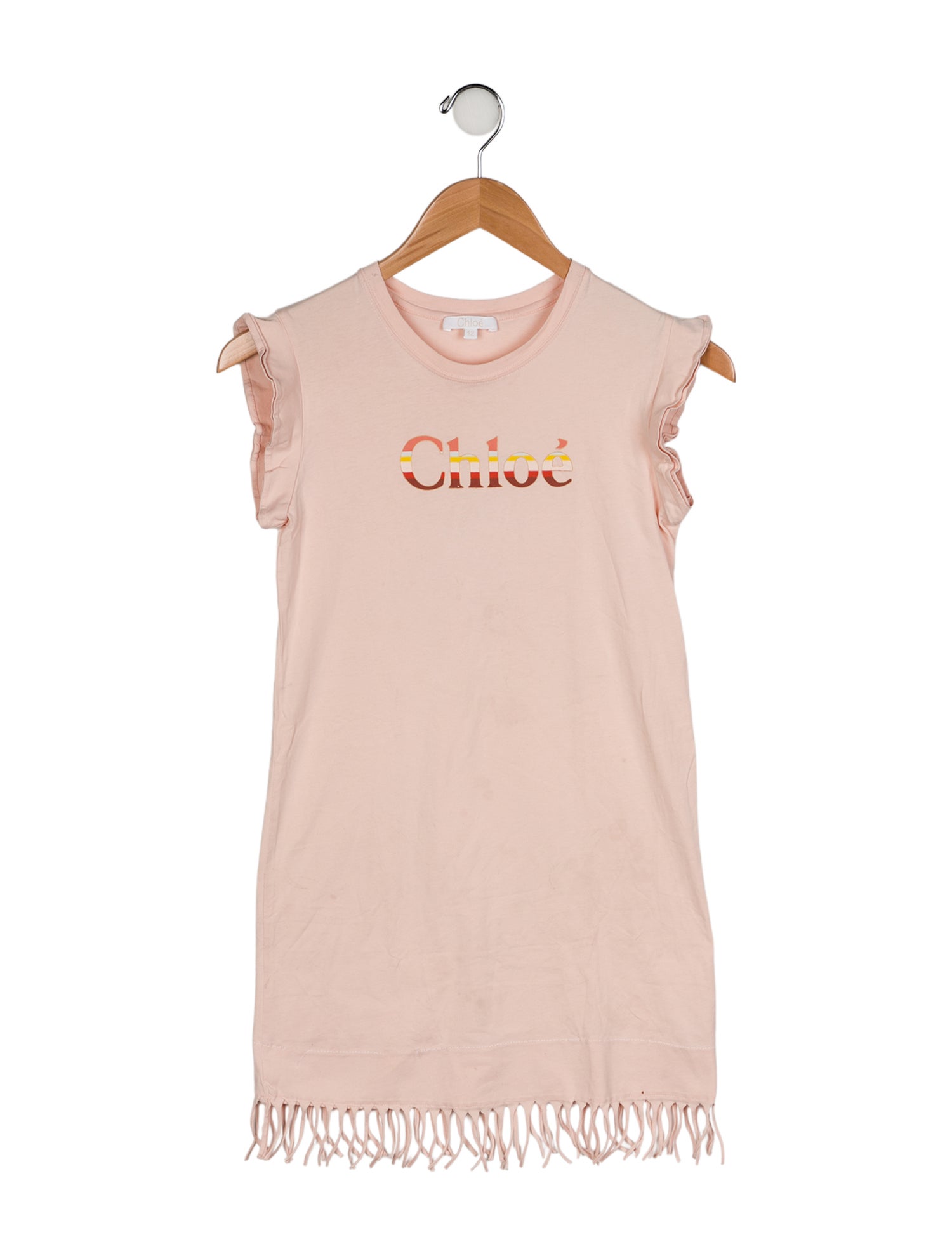 Chloé Girls' Fringe Logo T-Shirt Dress