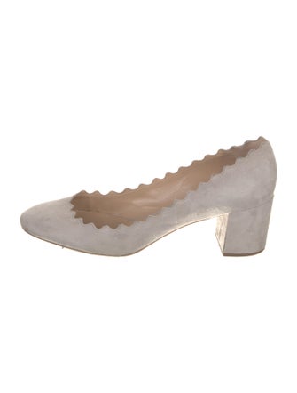 Chloé Suede Scalloped Accent Pumps