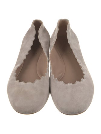 Chloé Suede Scalloped Accent Ballet Flats