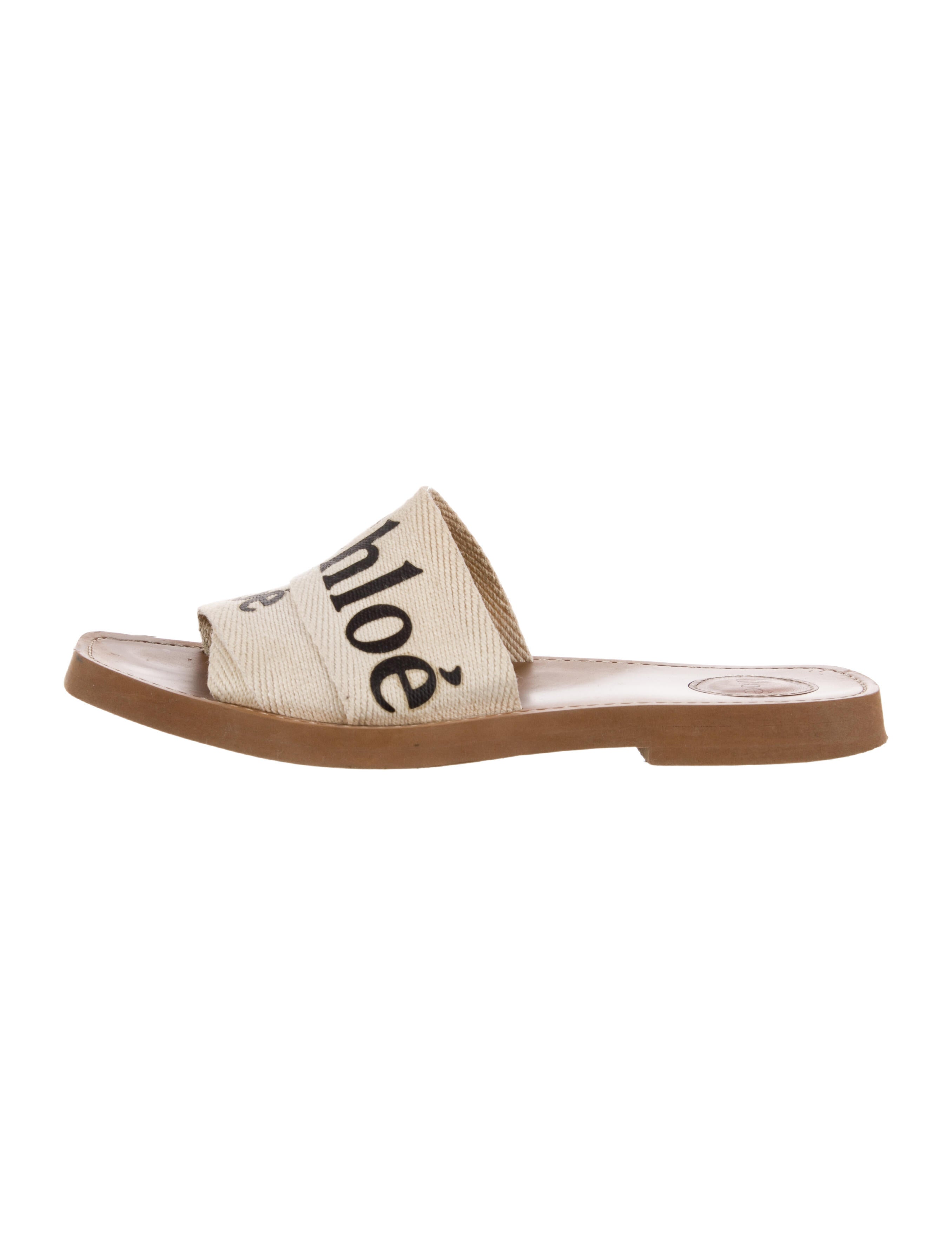 Chloé Woody Canvas Slides