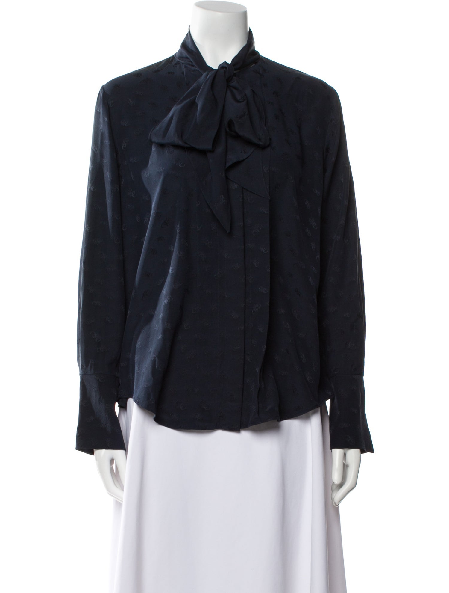 Chloé Silk Long Sleeve Button-Up Top