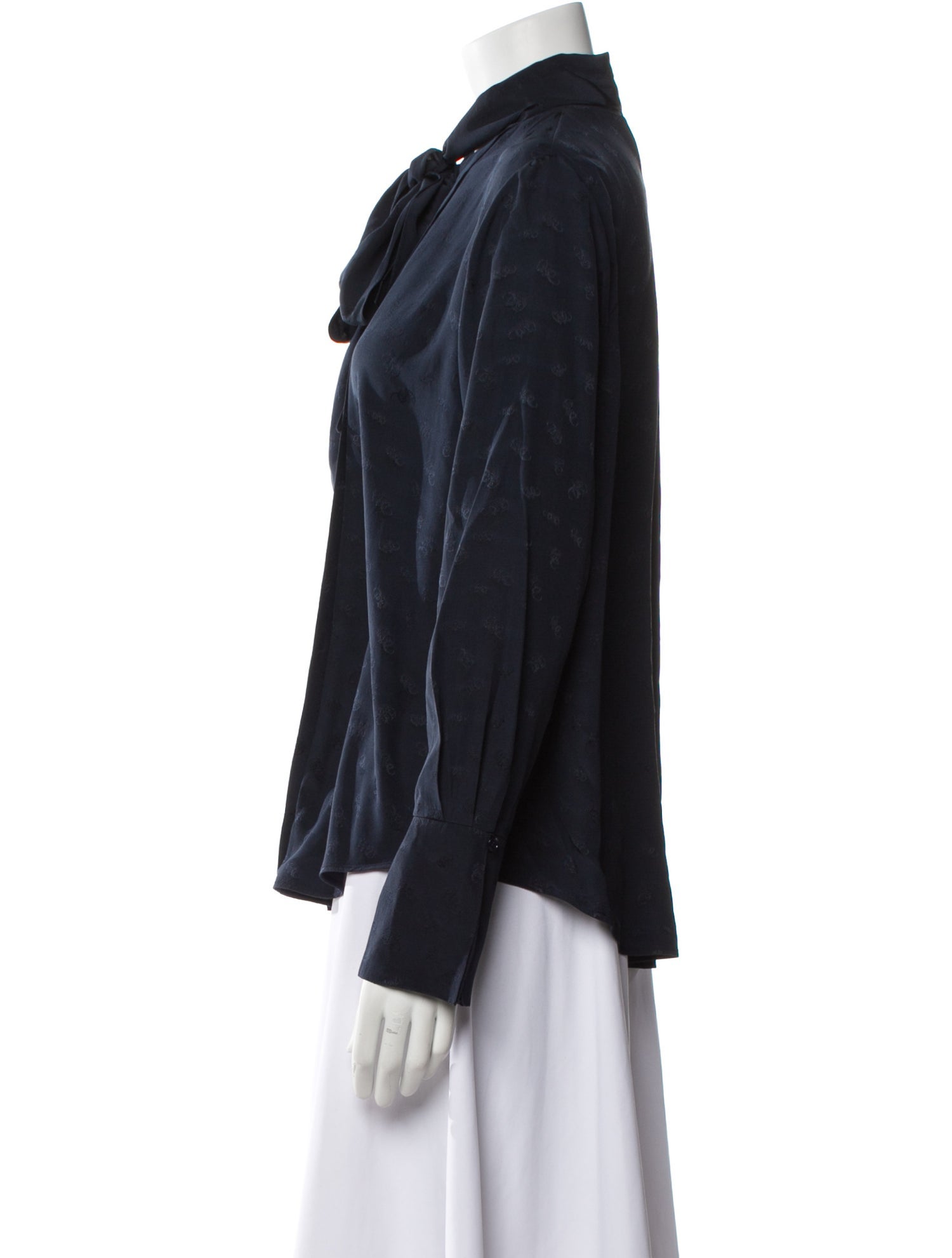 Chloé Silk Long Sleeve Button-Up Top