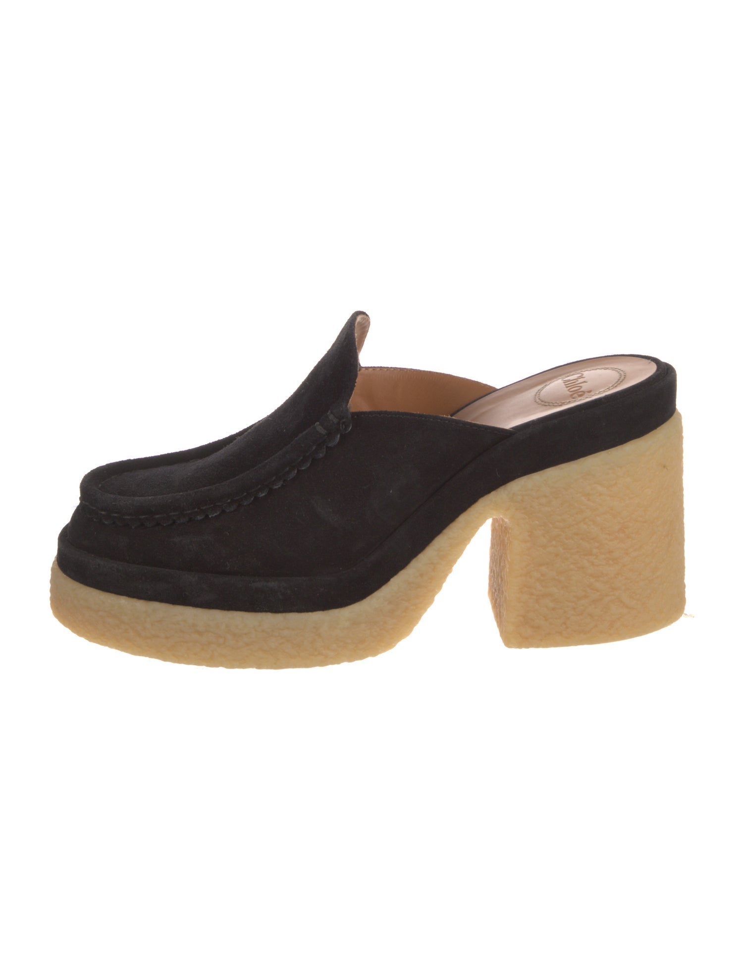 Chloé Suede Whipstitch Trim Mules