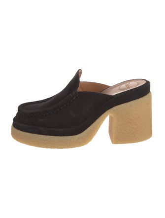 Chloé Suede Whipstitch Trim Mules