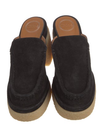 Chloé Suede Whipstitch Trim Mules