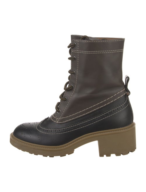 Chloé Leather Colorblock Pattern Combat Boots